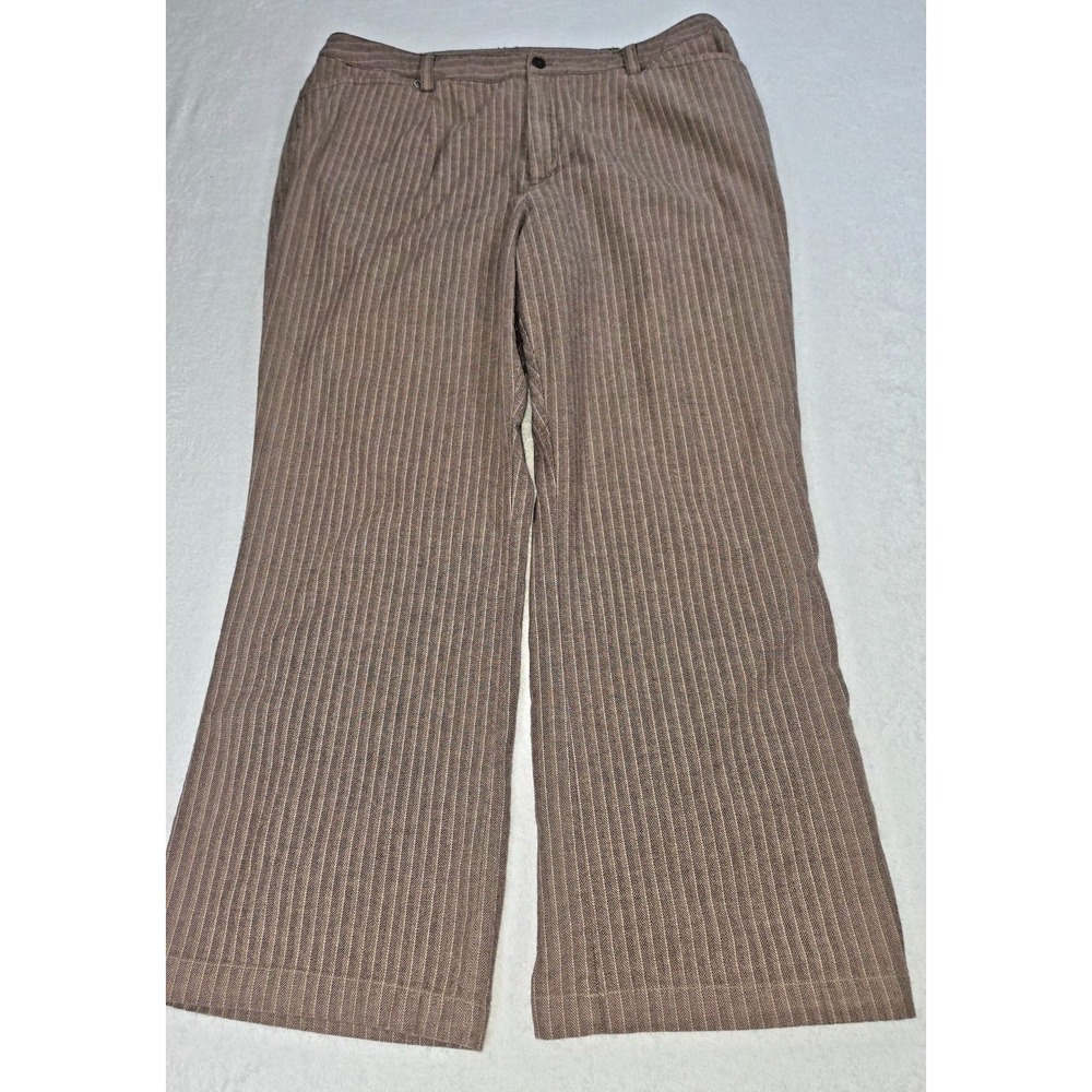 Rafaella Women's Size 16 Brown Pinstripe Stretch Pants Cotton Blend